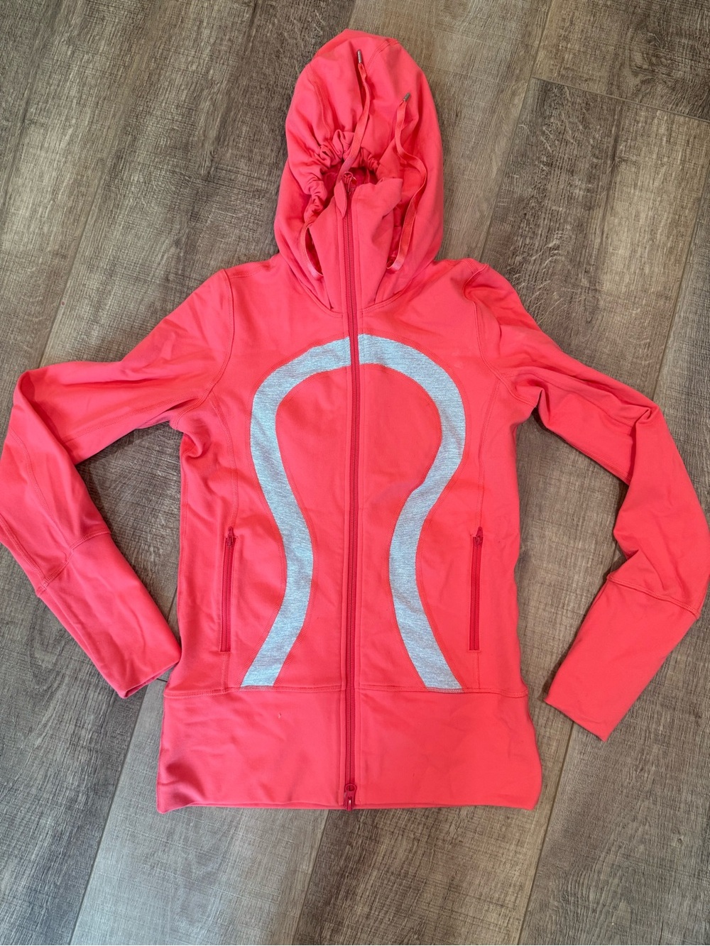 lululemon athletica Coral Pink Full-Zip Hoodie with Reflective Logo